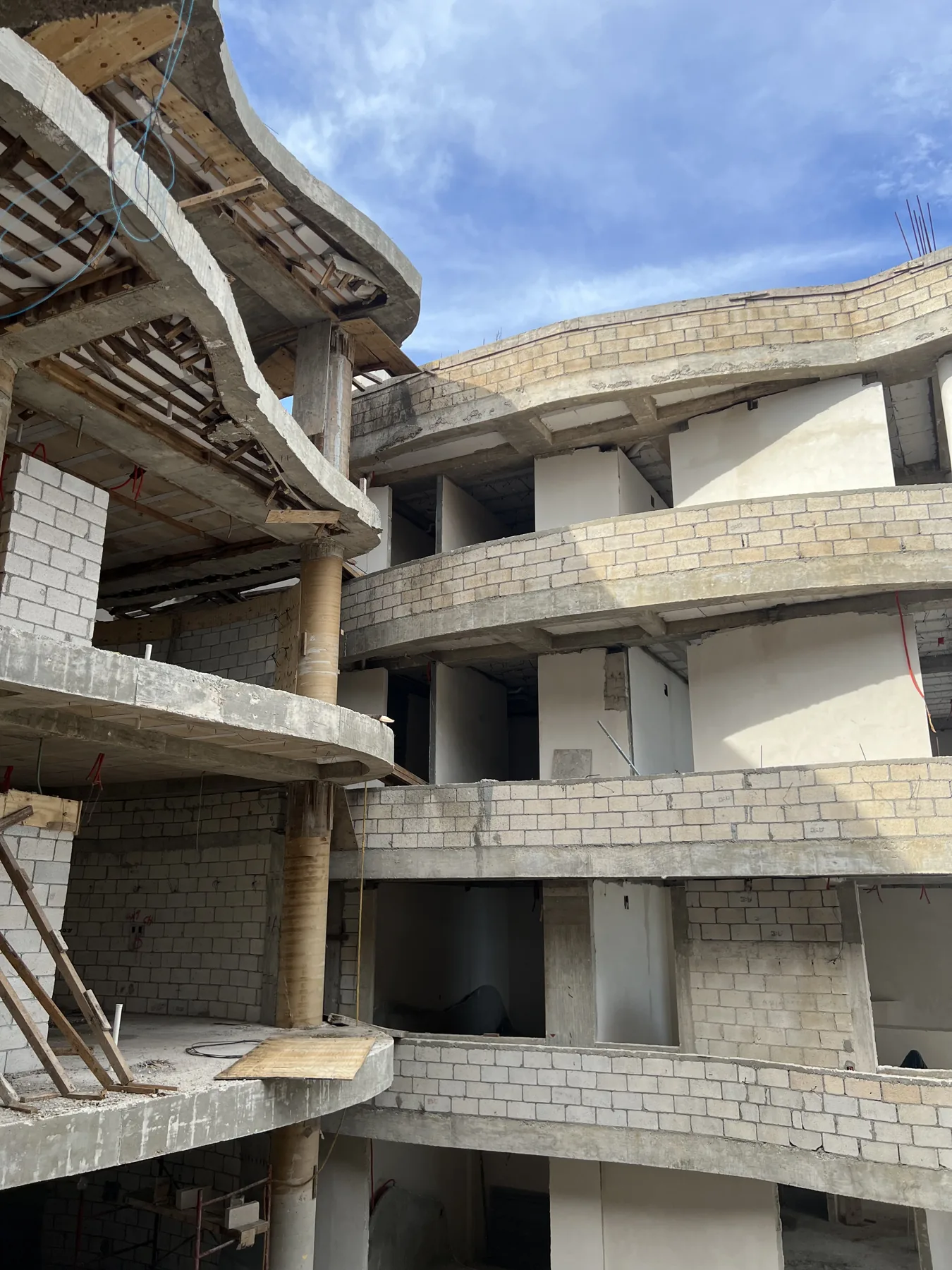 Concrete structure left unfinished, no doors or windows