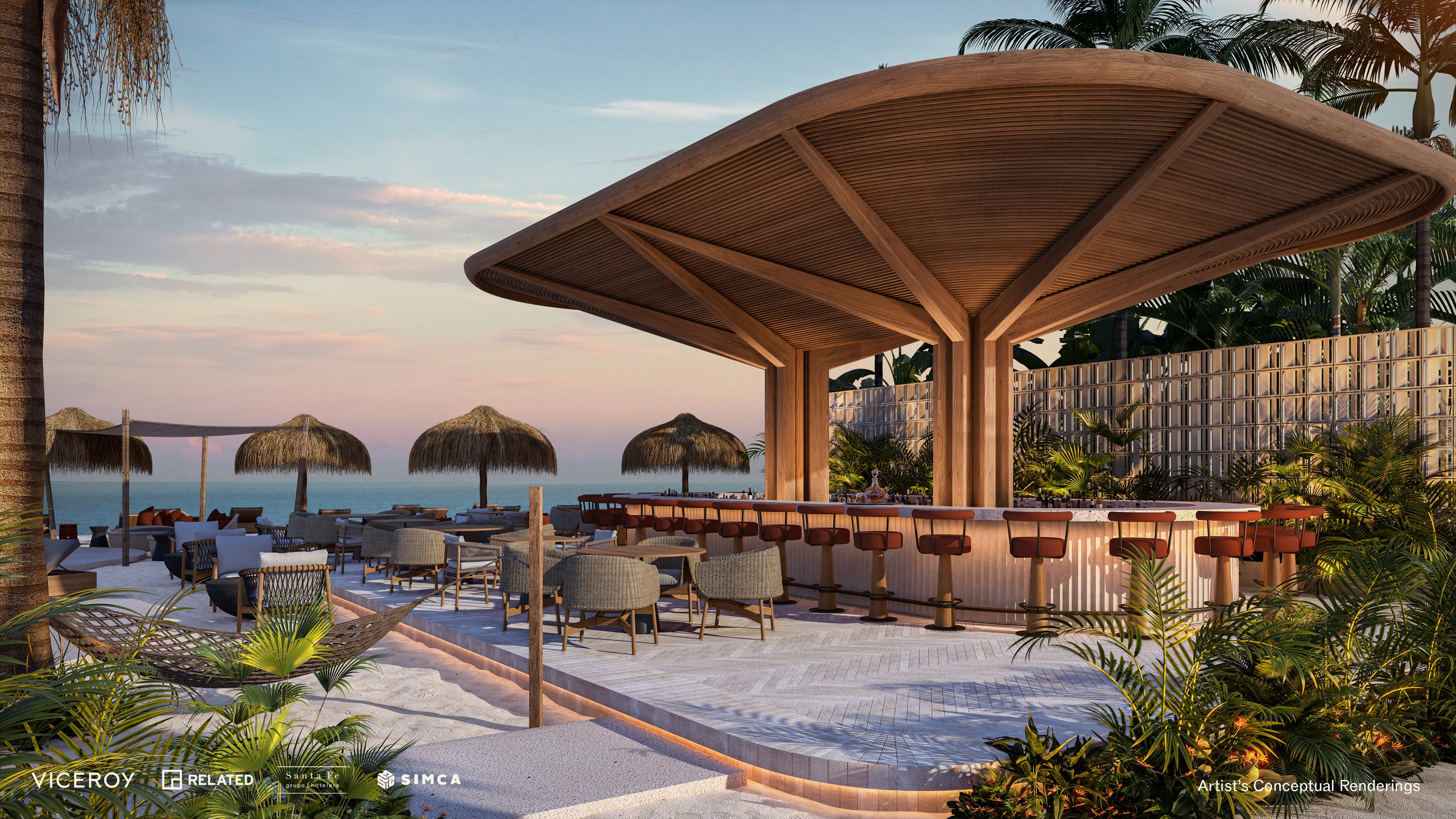 Beach club render at Viceroy Residences Playa del Carmen